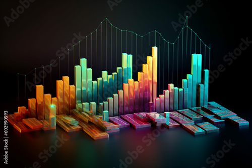 Generative AI, A colorful bar graph with the word data on it.