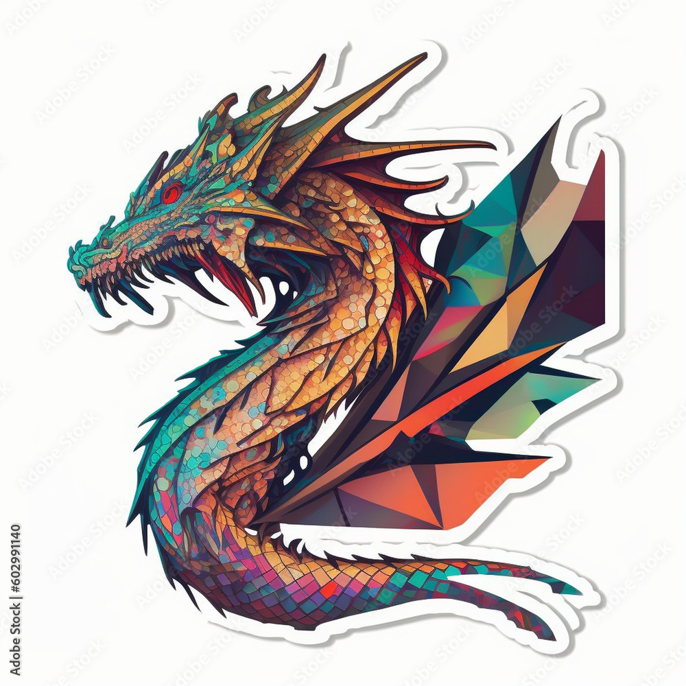 Obraz premium Dragon Illustration Sticker Generative AI