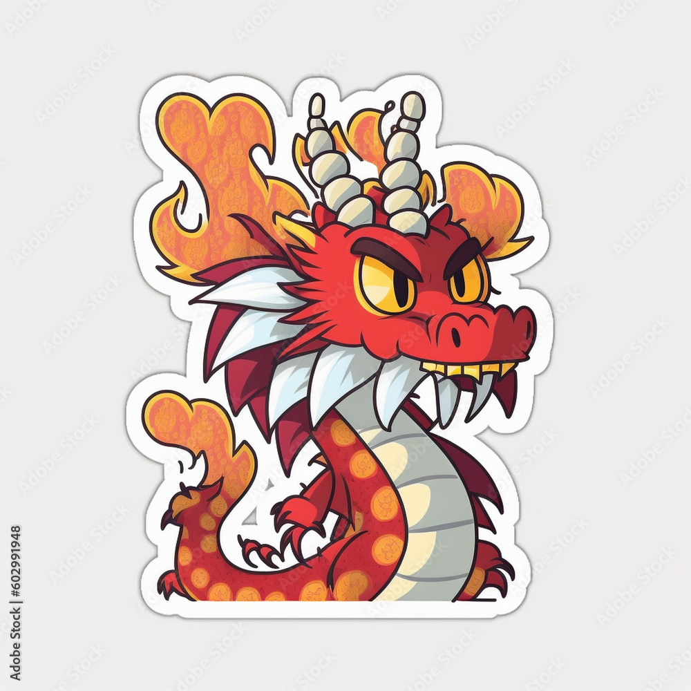 Obraz premium Dragon Illustration Sticker Generative AI