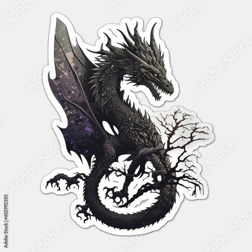 Dragon Illustration Sticker Generative AI © Sunita