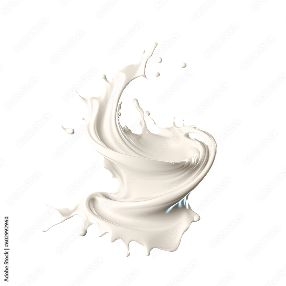 Splash of milk or cream isolated on white background - obrazy, fototapety, plakaty 