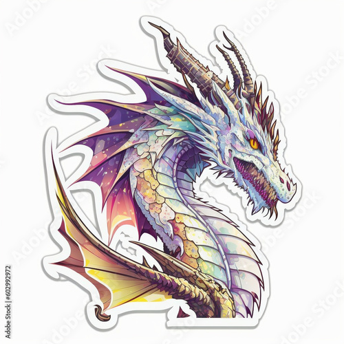 Dragon Illustration Sticker Generative AI © Sunita