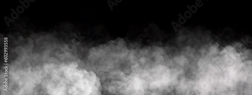 Realistic white cloud or smoke. White fog or smoke on black background. 