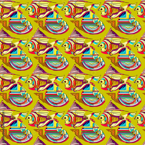 Vector seamless popart fish pattern
