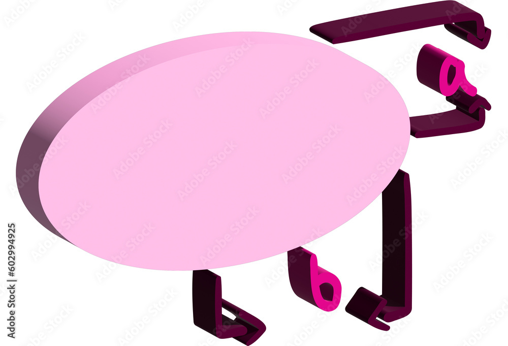 3D pink geometric figure oval with guides 3D pink geometric figure oval with guides