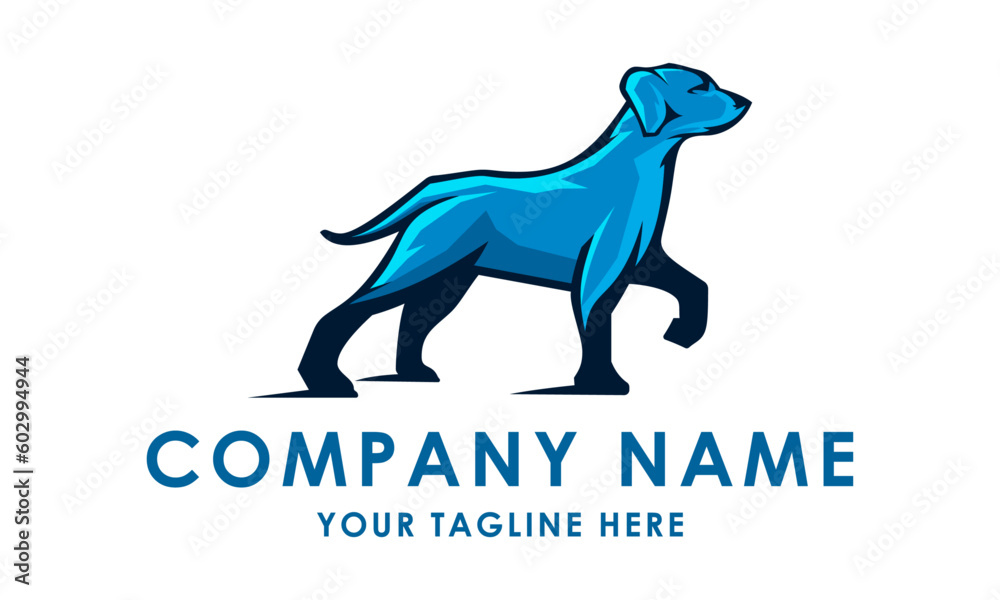 Blue Color Dog Cartoon Logo Design