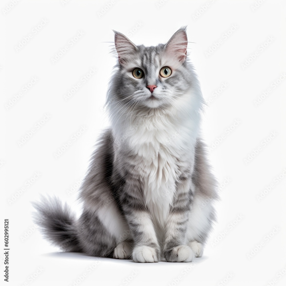 Fototapeta premium Cat isolated on white background. Generative AI