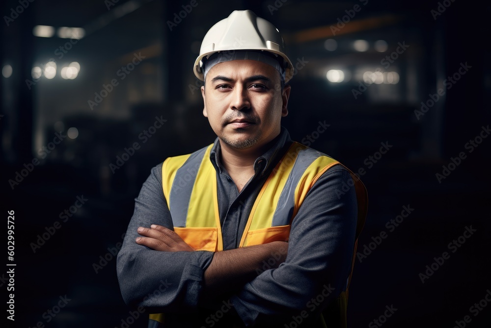 Portrait of a warehouseman working in a warehouse. Ai generative. Portrait of a warehouseman working in a warehouse. Ai generative.
