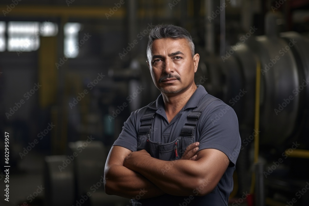 Portrait of a warehouseman working in a warehouse. Ai generative. Portrait of a warehouseman working in a warehouse. Ai generative.