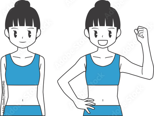 スポーツウェアを着てポーズを取る女性