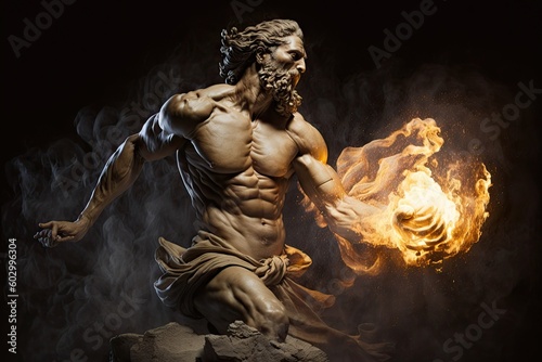 Valokuvatapetti Prometheus bringing the fire to humankind majestic