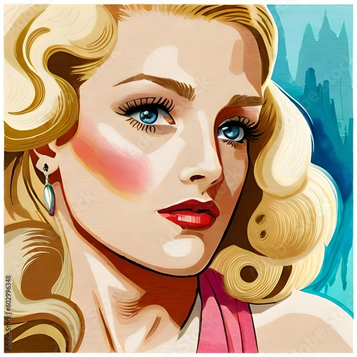 Wallpaper Mural Pinup, Closeup, 1930s Dress, Generative AI Torontodigital.ca