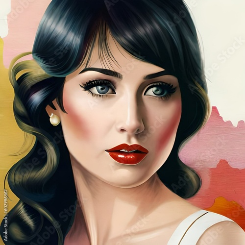 Wallpaper Mural Pinup, Closeup, 1930s Dress, Generative AI Torontodigital.ca