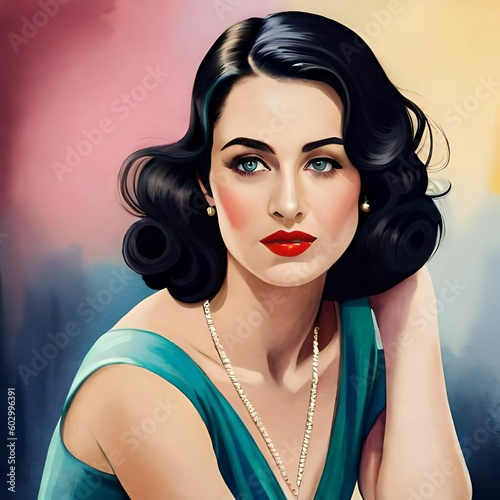 Wallpaper Mural Pinup, Closeup, 1930s Dress, Generative AI Torontodigital.ca