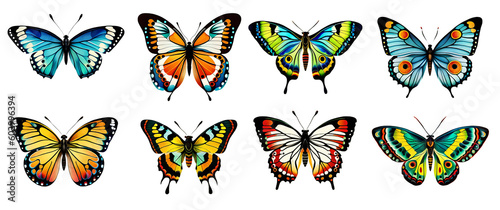 Set of watercolor butterflies. Generative AI