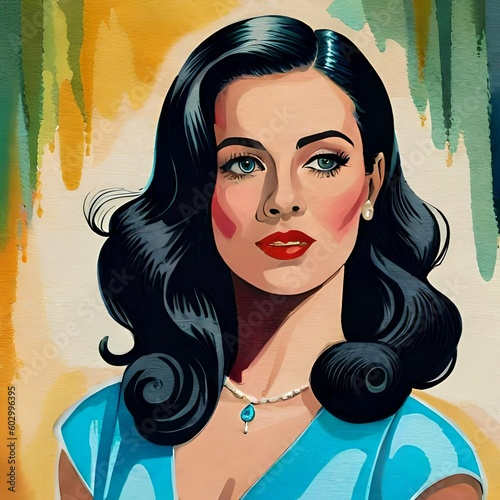 Wallpaper Mural Pinup, Closeup, 1930s Dress, Generative AI Torontodigital.ca