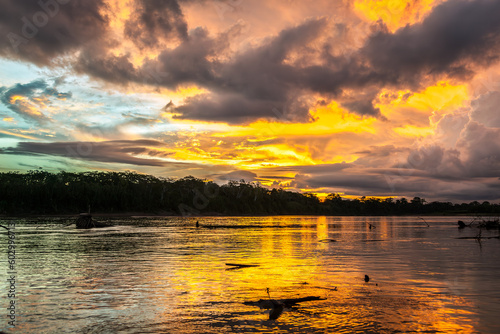 Storm clouds at Sunset on the Alta Madre de Dios River in Peru