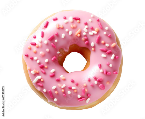 Photo Pink donut isolated on transparent background