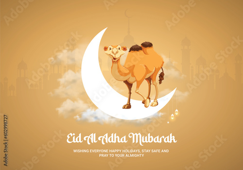 Eid Al Adha Eid Mubarak lovely Greetings Vector Illustration Background Design