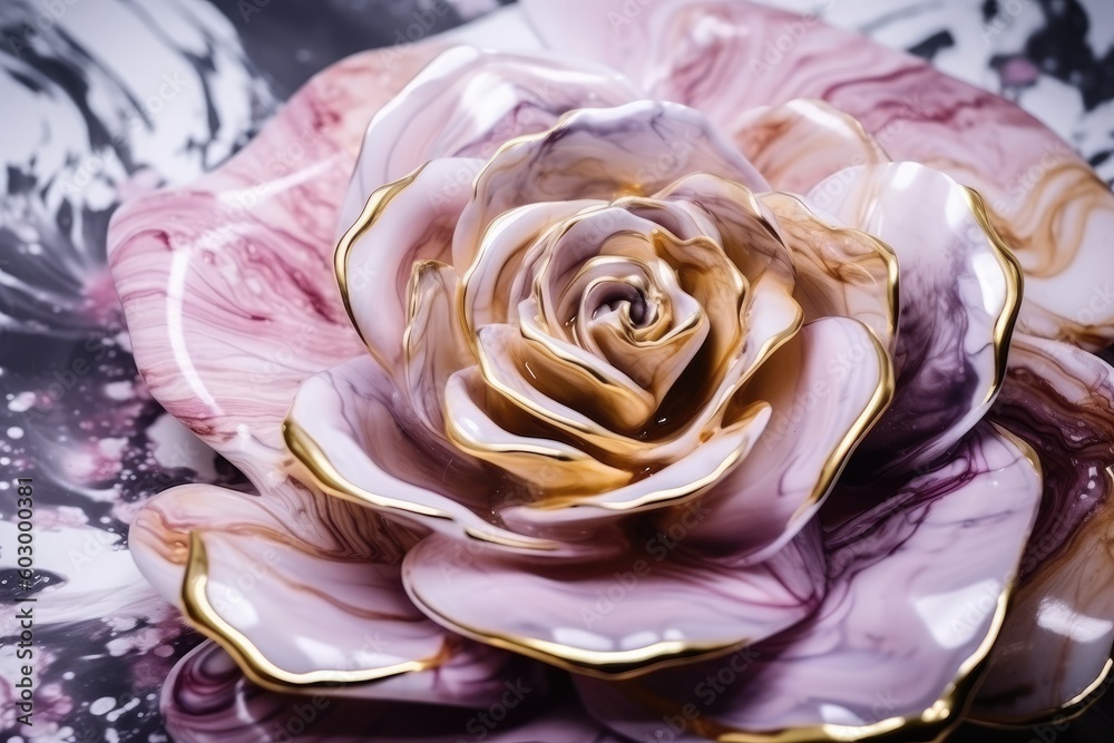 Pink and gold rose petals. Generative AI. Pink and gold rose petals. Generative AI.