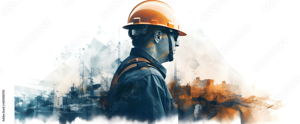 Naklejka premium banner design construction worker concept