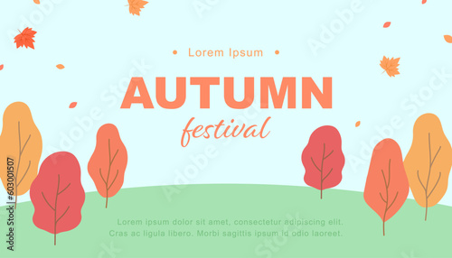 Autumn template background with maple trees.
