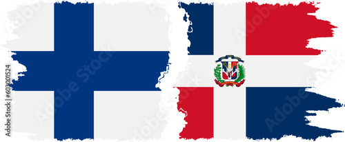 Dominican Republic and Finland grunge flags connection vector