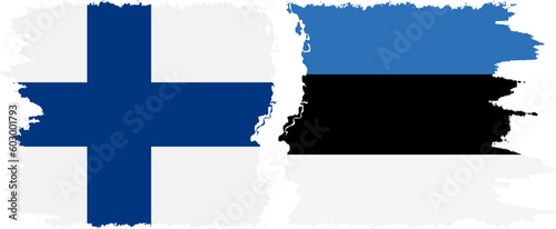 Estonia and Finland grunge flags connection vector