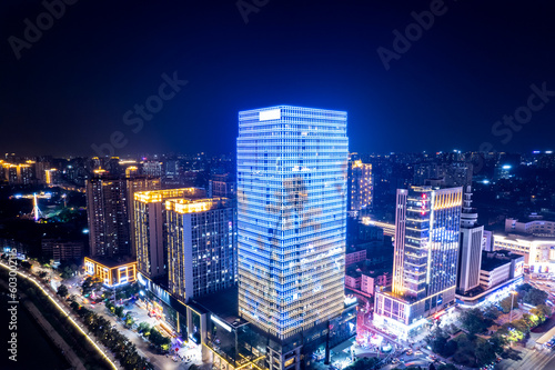 Night view of Zhuzhou Central Square  Hunan Province  China