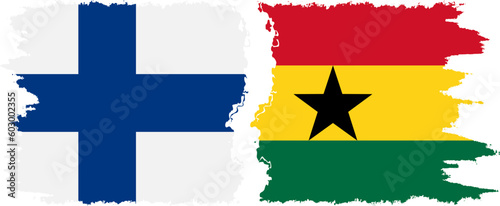 Ghana and Finland grunge flags connection vector