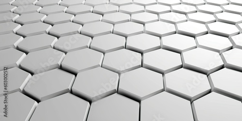 Geometry hexagon background. Futuristic white wall. Abstract background