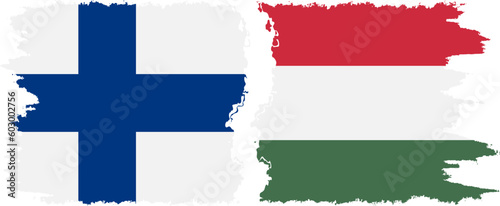 Hungary and Finland grunge flags connection vector
