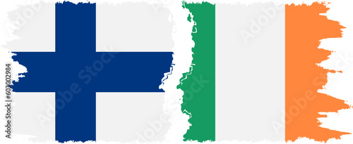Ireland and Finland grunge flags connection vector