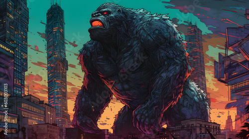 King Kong's Rampage. Generative AI