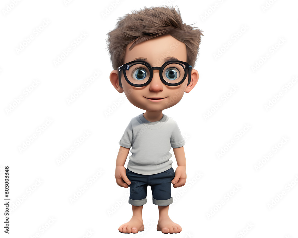 3D child with glasses