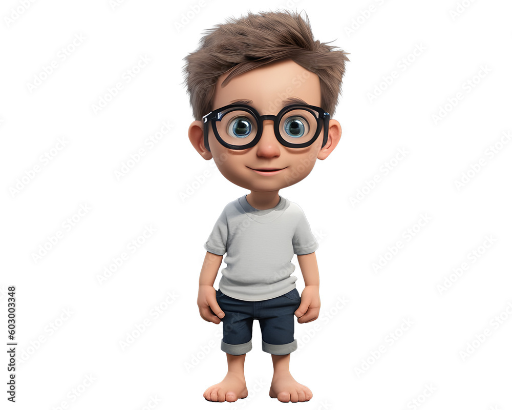 3D child with glasses 3D child with glasses