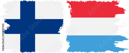 Luxembourg and Finland grunge flags connection vector