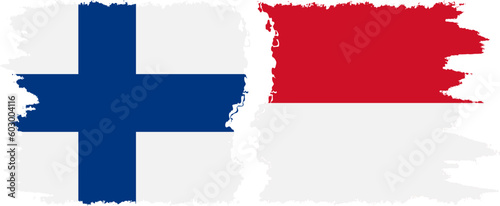 Monaco and Finland grunge flags connection vector