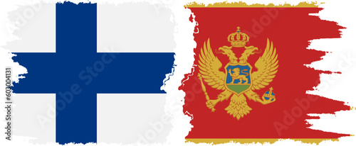 Montenegro and Finland grunge flags connection vector