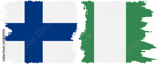 Nigeria and Finland grunge flags connection vector