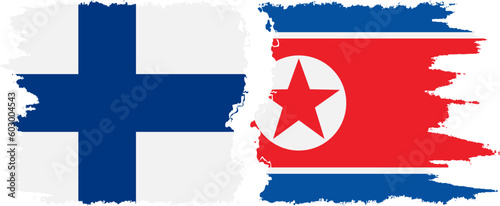 North Korea and Finland grunge flags connection vector