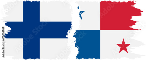 Panama and Finland grunge flags connection vector