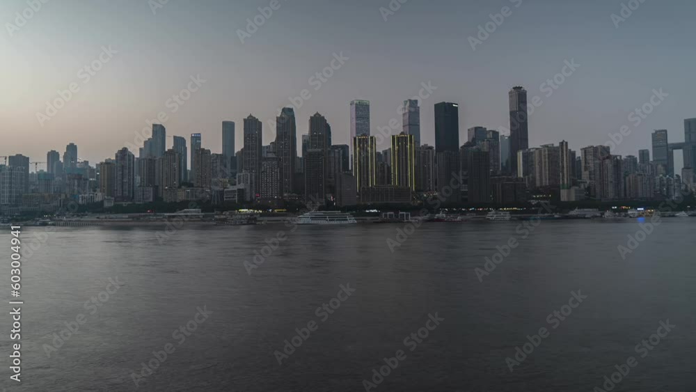 Chongqing Nightscape: Stunning Time-Lapse of Skyscrapers Illuminated by Glowing River and City Lights Chongqing Nightscape: Stunning Time-Lapse of Skyscrapers Illuminated by Glowing River and City Lights
