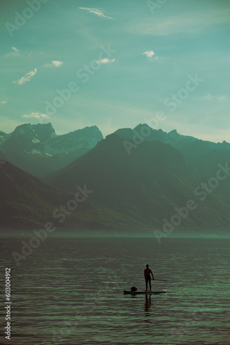 Lake of Geneva viewed from Montreux  Switzerland