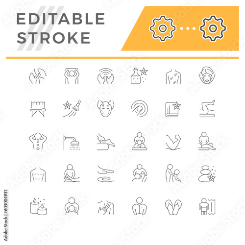 Set line icons of massage