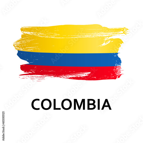 National symbols - flag of Colombia isolated on white background. Hand-drawn illustration. Flat style. 