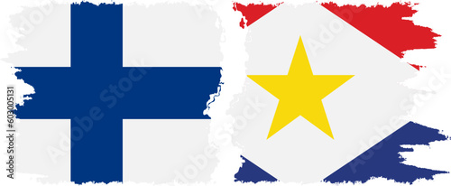 Saba and Finland grunge flags connection vector