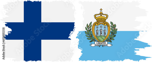 San Marino and Finland grunge flags connection vector