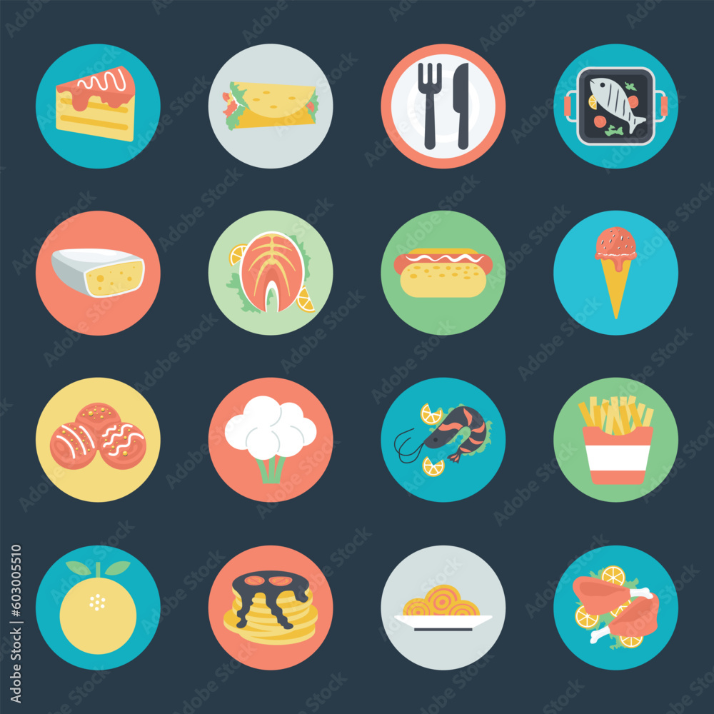 Set of Fast Food Flat Icons 
