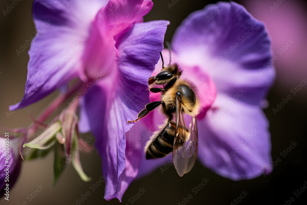 Bee in Flower. Generative AI Bee in Flower. Generative AI